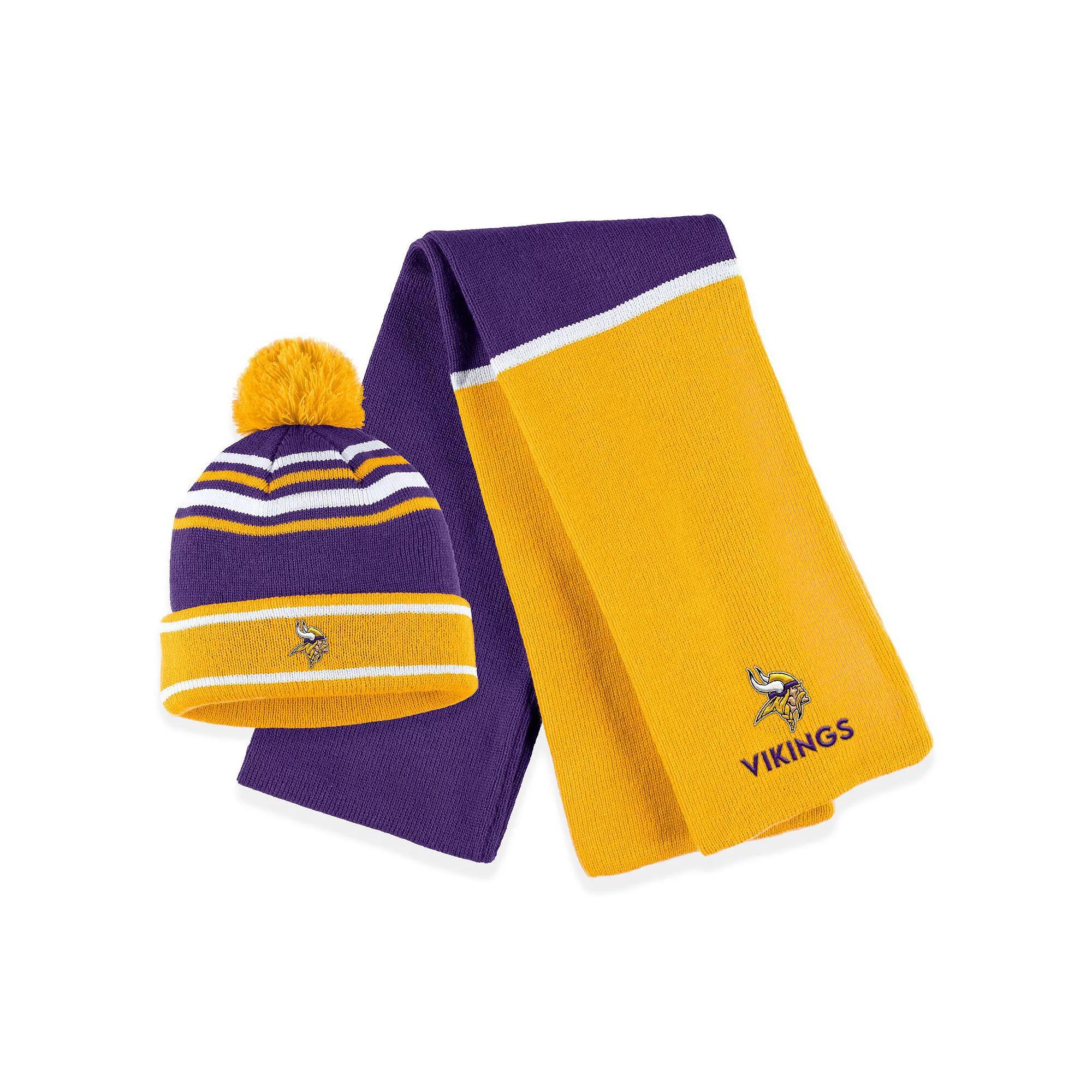 Women's WEAR by Erin Andrews Green Green Bay Packers Colorblock Cuffed Knit Hat with Pom and Scarf Set Product Image