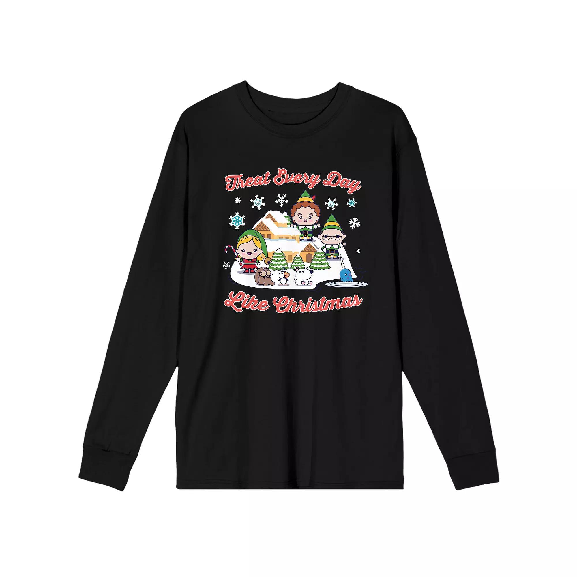 Men's Elf Treat Every Day Like Long Sleeve Tee, Size: Large, Black Product Image