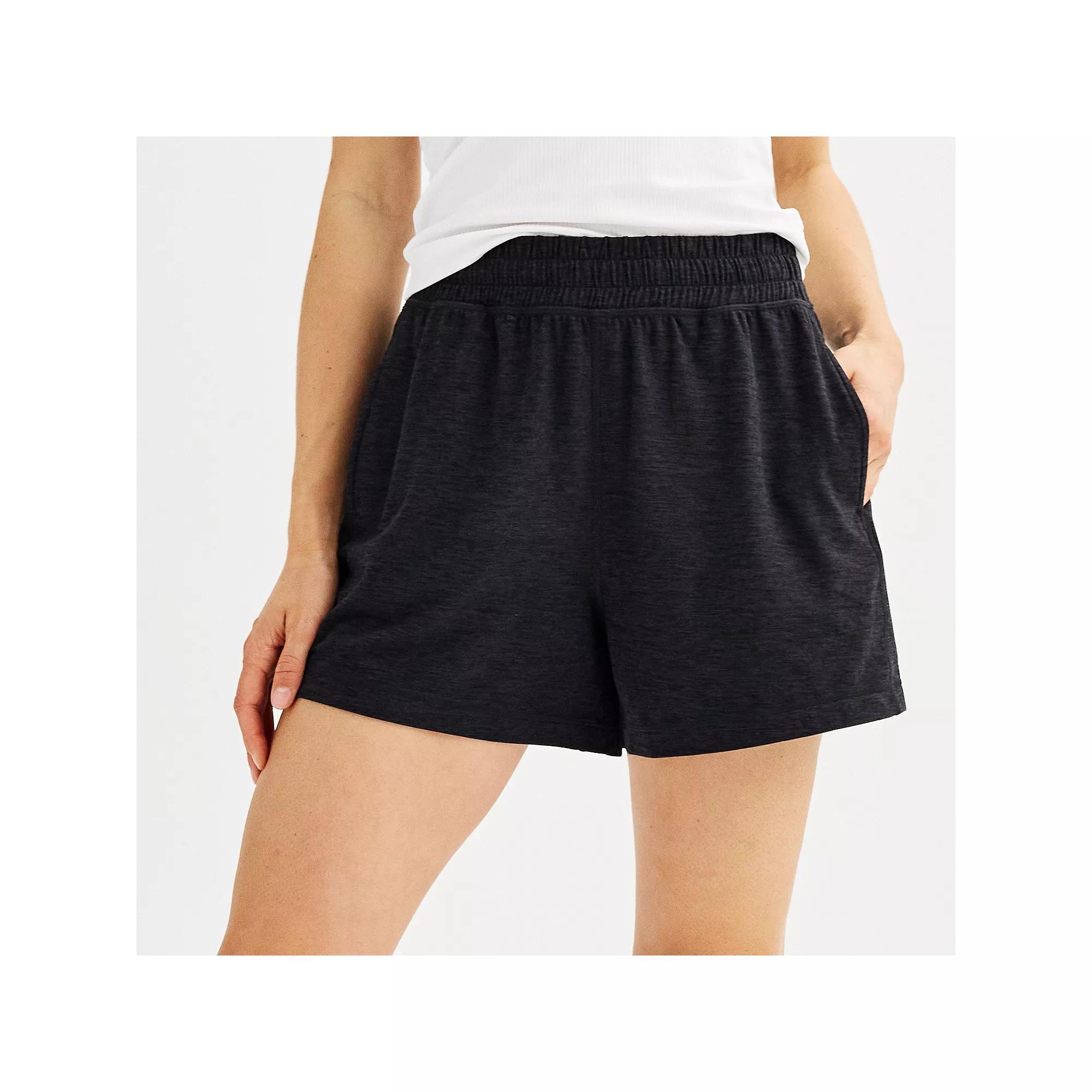 Women's FLX Wander Boyfriend High-Rise Shorts, Size: XS, Black Grey Coal Product Image