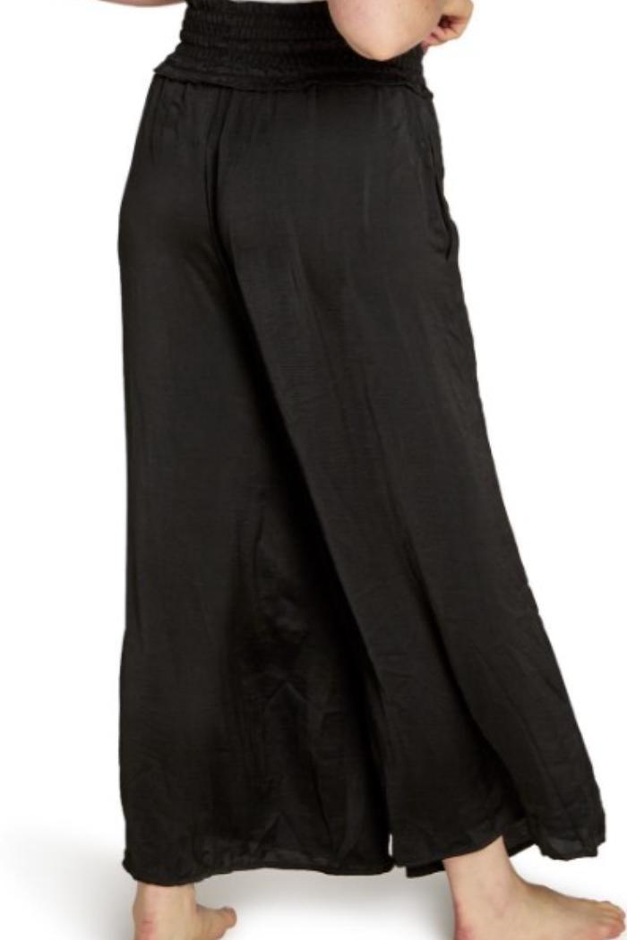Wide Leg Palazzo Pant with Elastic Waist with Adjustable Drawstring Product Image