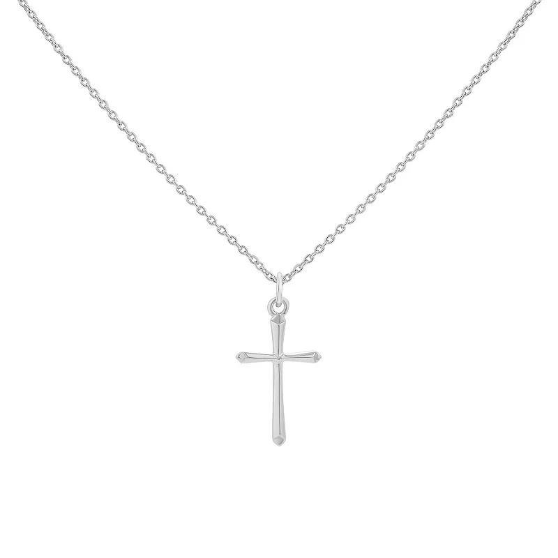 PRIMROSE Sterling Silver Polished Cross Pendant Necklace, Womens Product Image