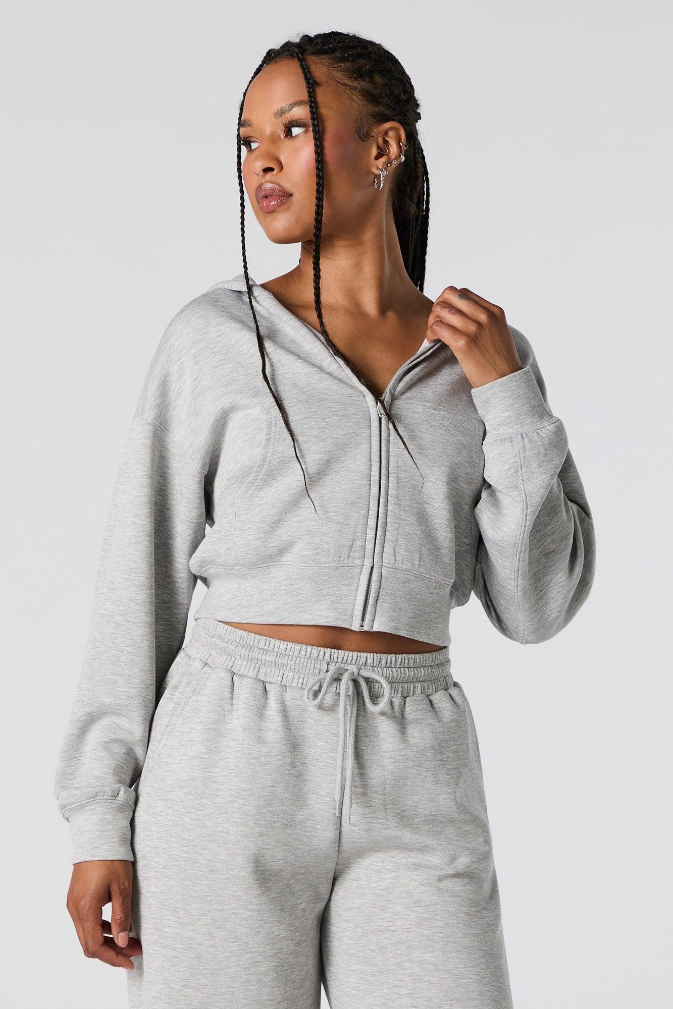 Active Zip-Up Cropped Fleece Hoodie Female Product Image