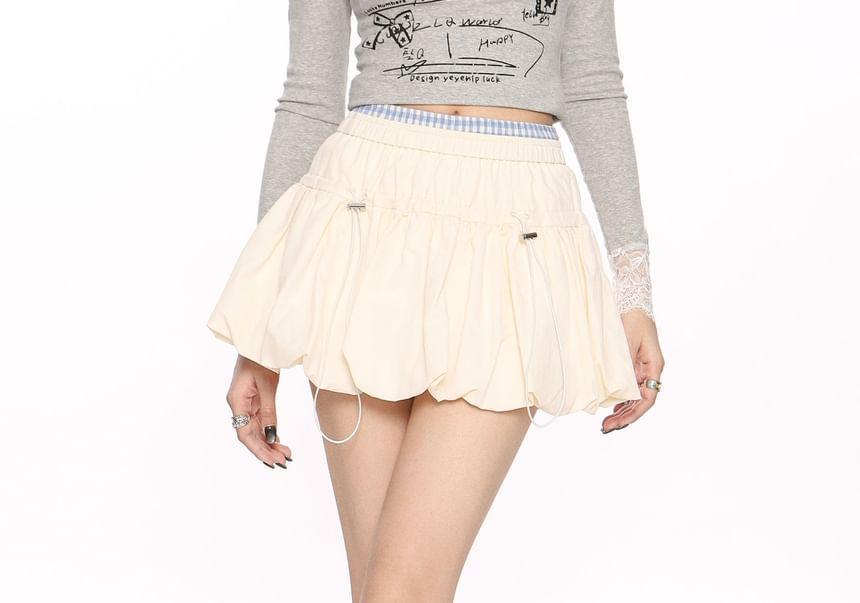 High Rise Plain Bubble Mini A-Line Skirt Product Image