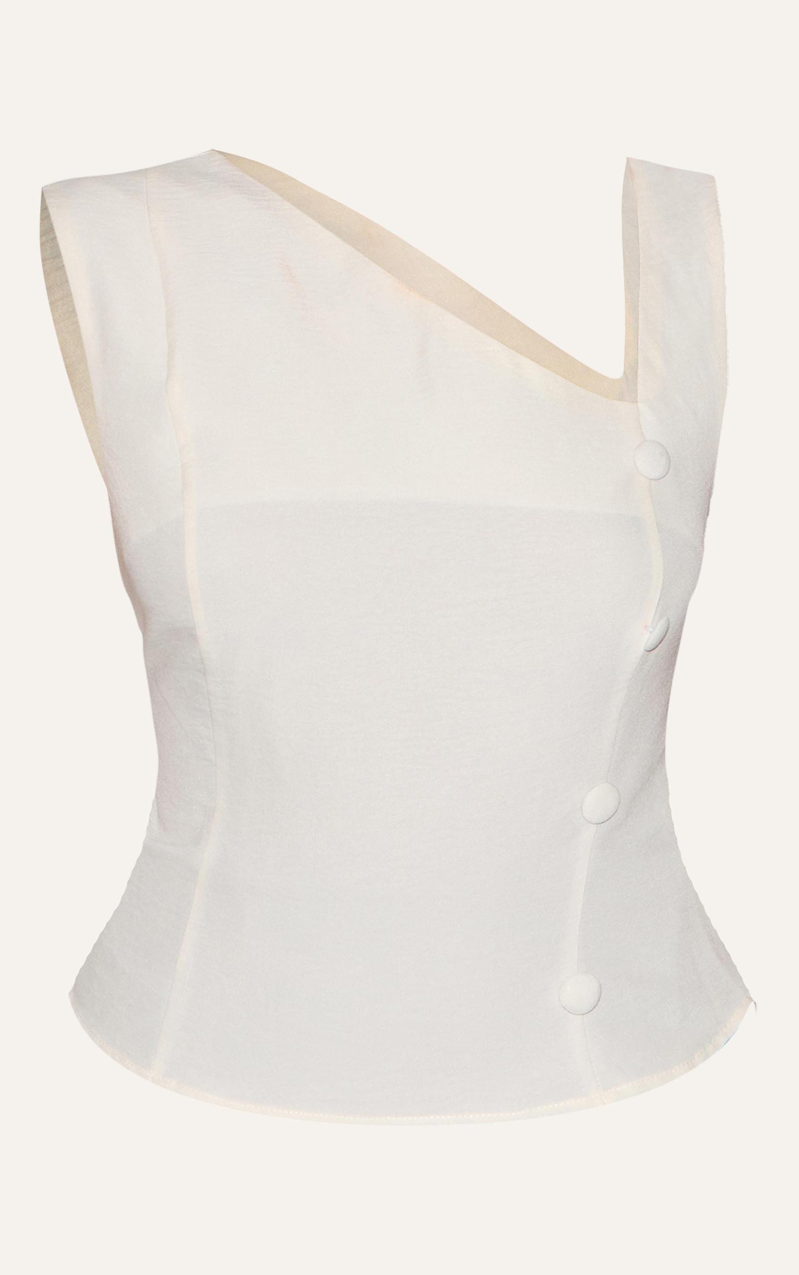 Cream Asymmetric Fitted Vest Product Image