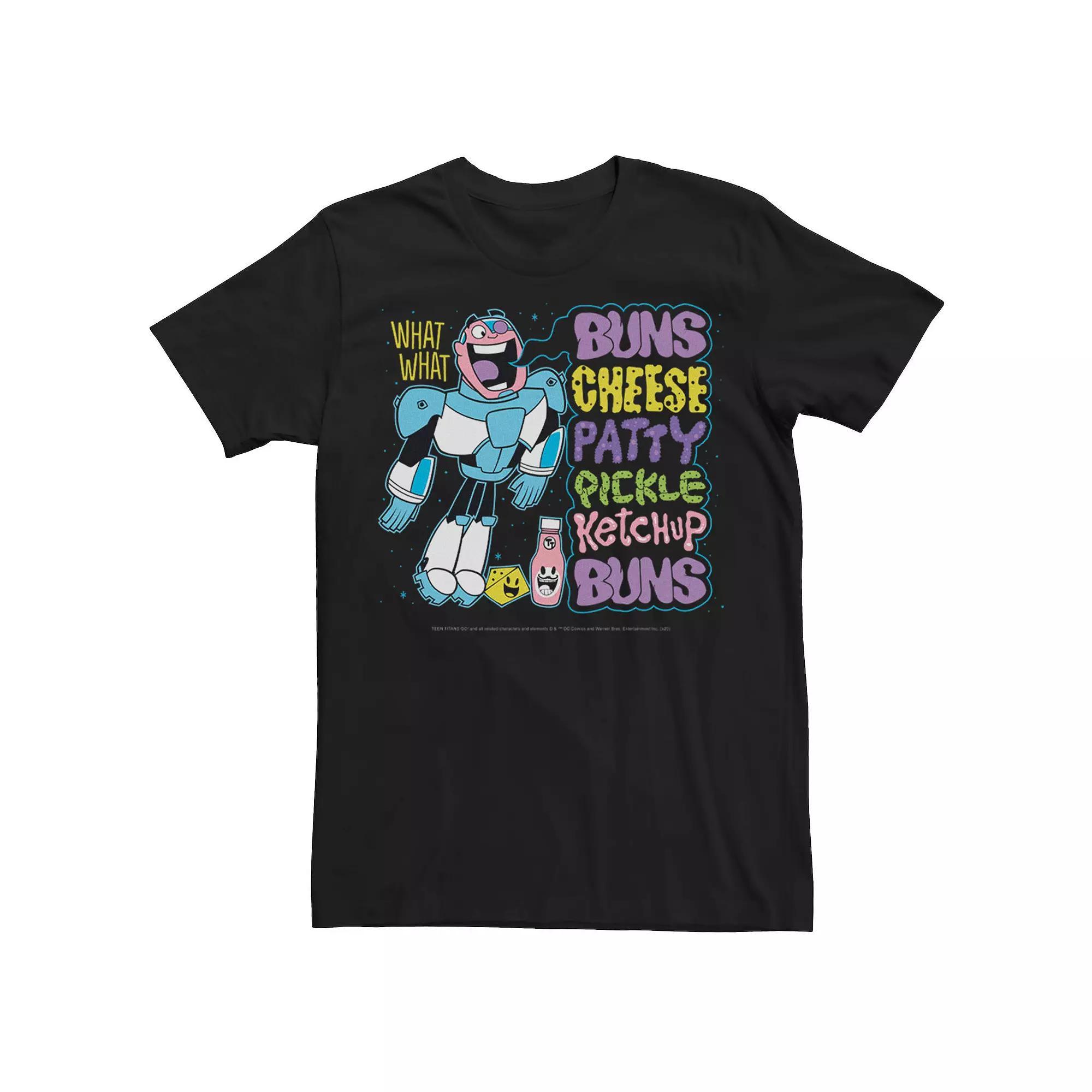 Men's DC Comics Teen Titans Go! Cyborg Burger List Tee, Size: 3XL, Black Product Image