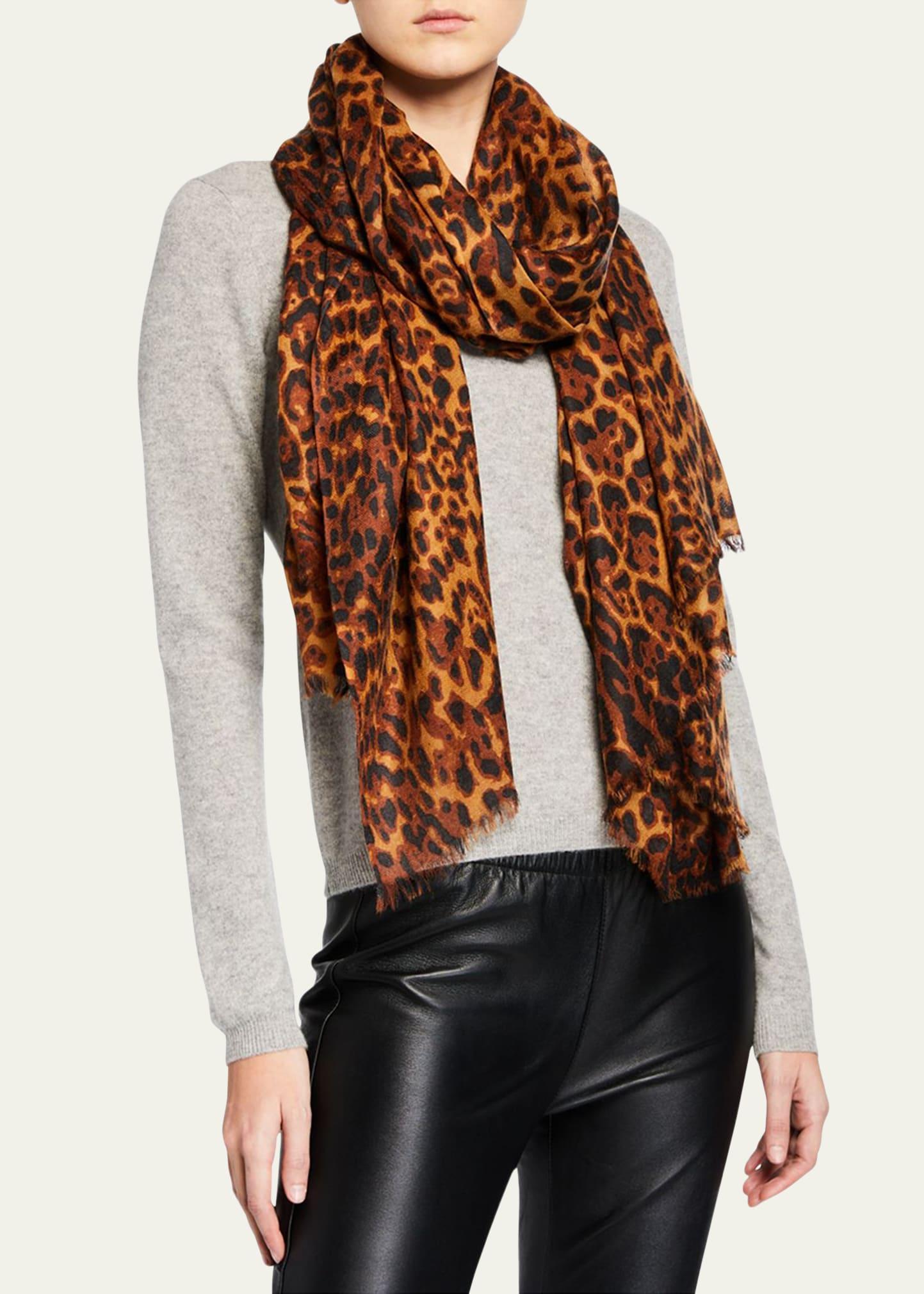 Lightweight Cashmere Leopard-Print Scarf Product Image
