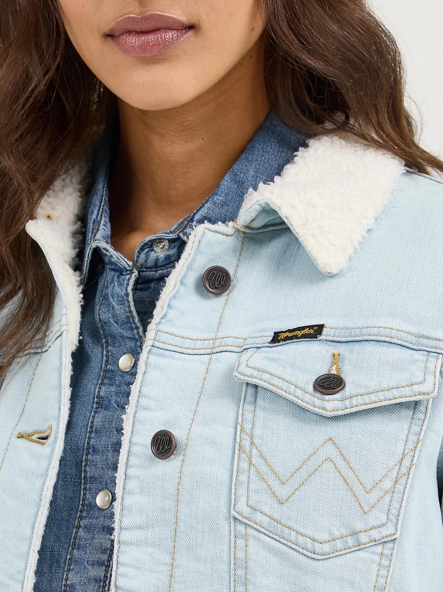 Women's Wrangler Retro® Sherpa Lined Western Denim Jacket | Women's JACKETS & OUTERWEAR | Wrangler® Product Image