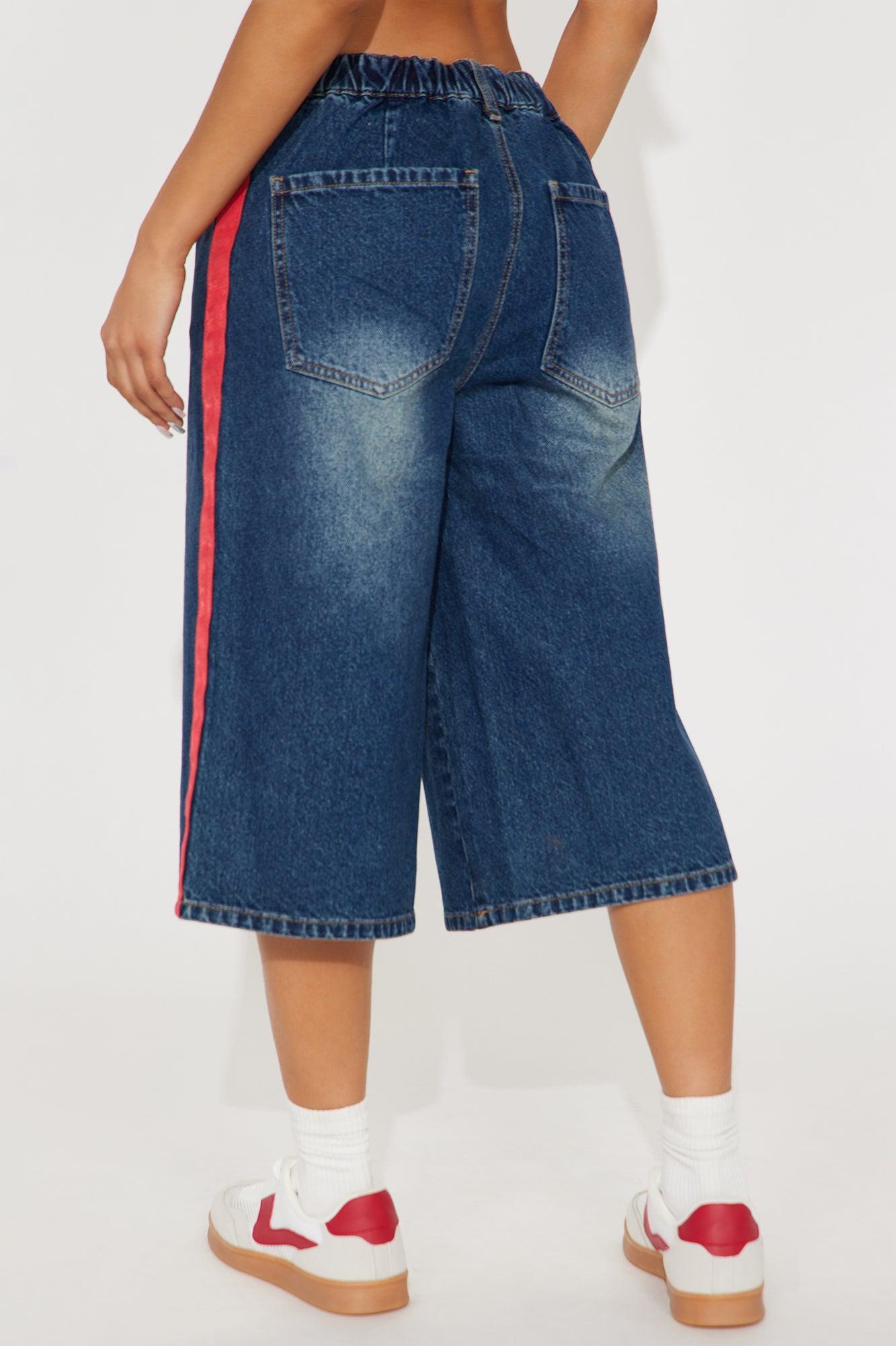Game Day Denim Jorts - Dark Wash Product Image