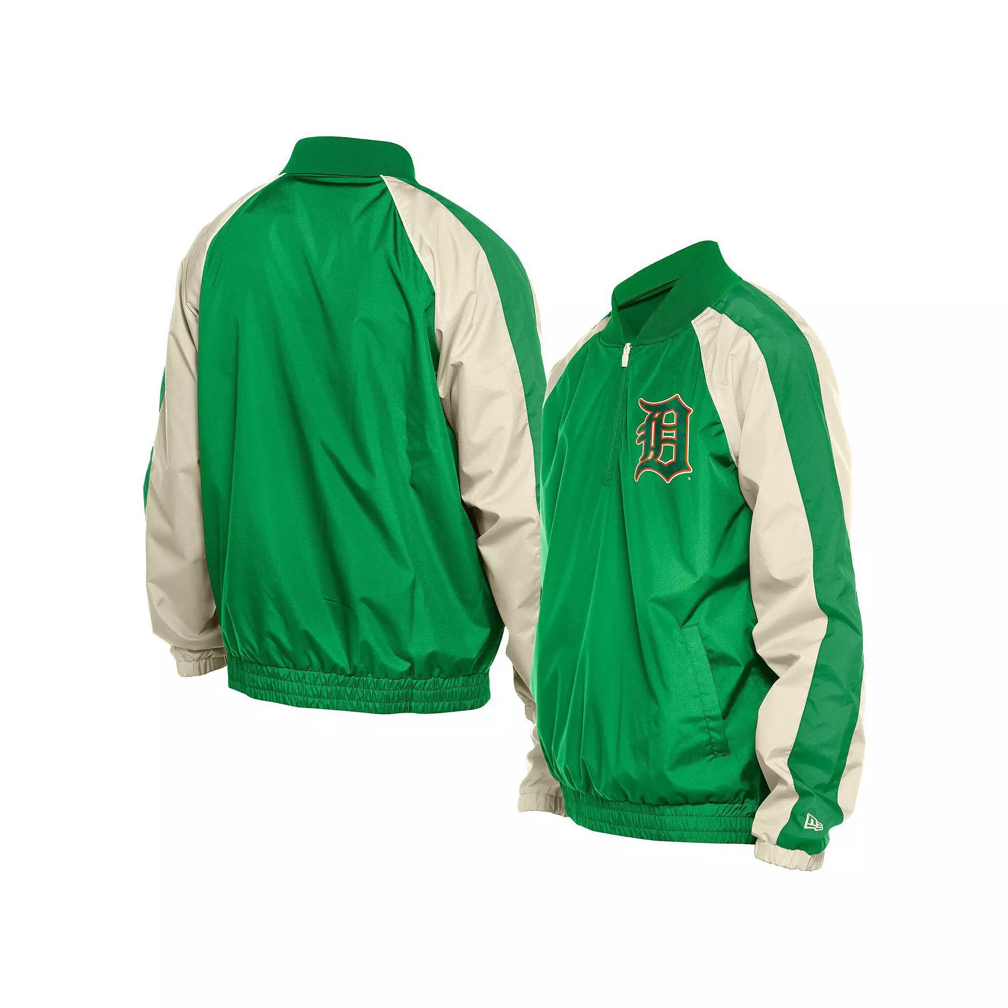 Men's New Era Kelly Green Atlanta Braves St. Patrick's Day Ripstop Raglan Quarter-Zip Windbreaker, Size: Small Product Image
