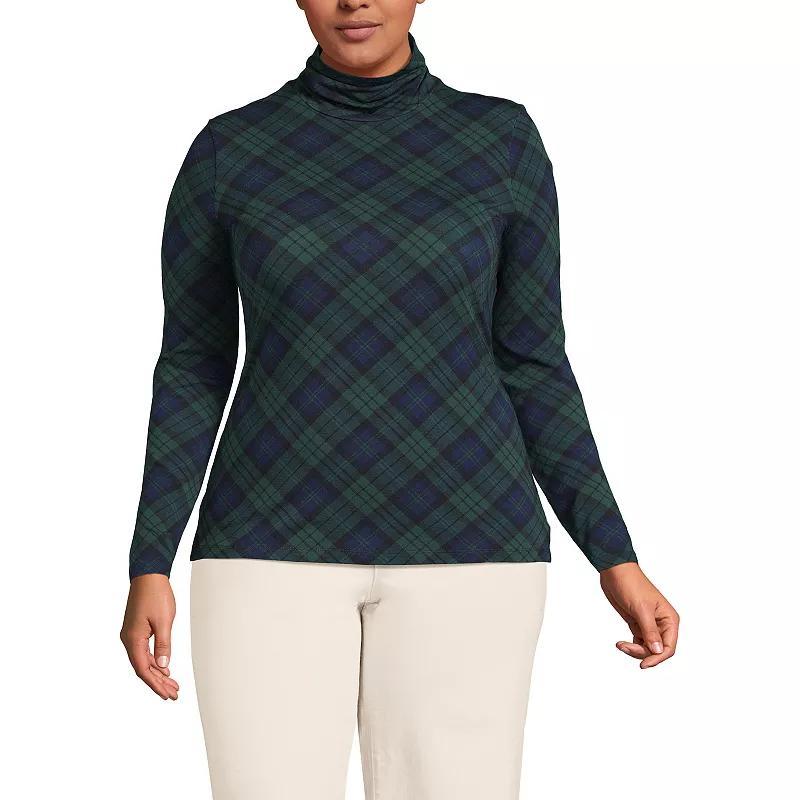 Plus Size Lands' End Lightweight Fitted Long Sleeve Turtleneck, Women's, Size: 1XL, Black Product Image
