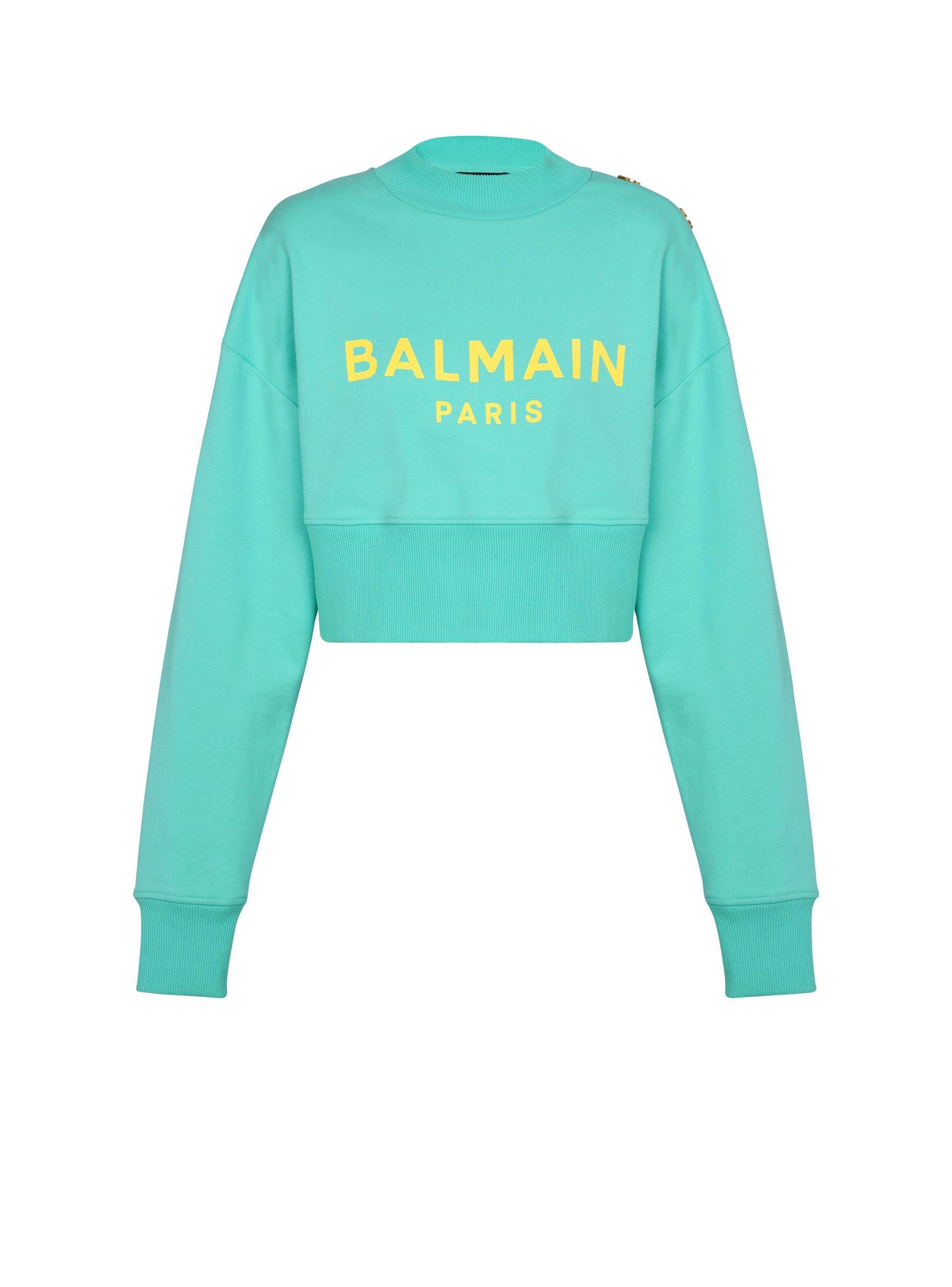 Cropped sweatshirt with Balmain Paris print Product Image