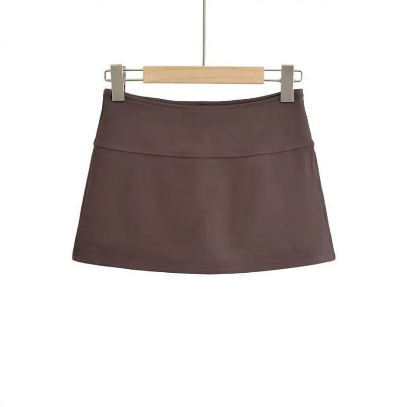 High Rise Plain A-Line Mini Skirt Product Image