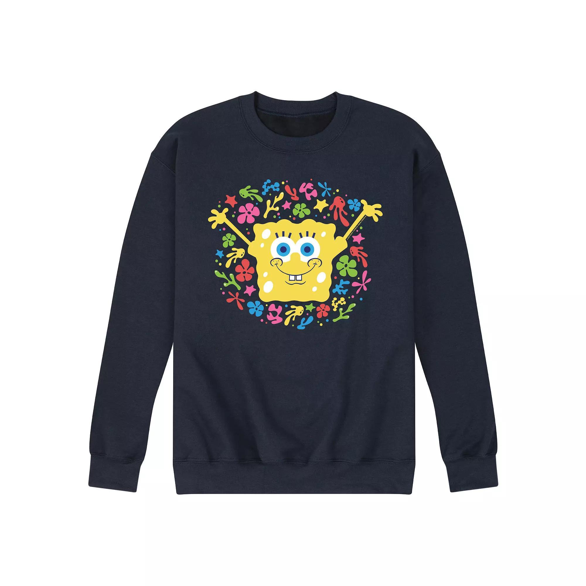 Mens SpongeBob SquarePants Fleece Sweatshirt Blue Product Image