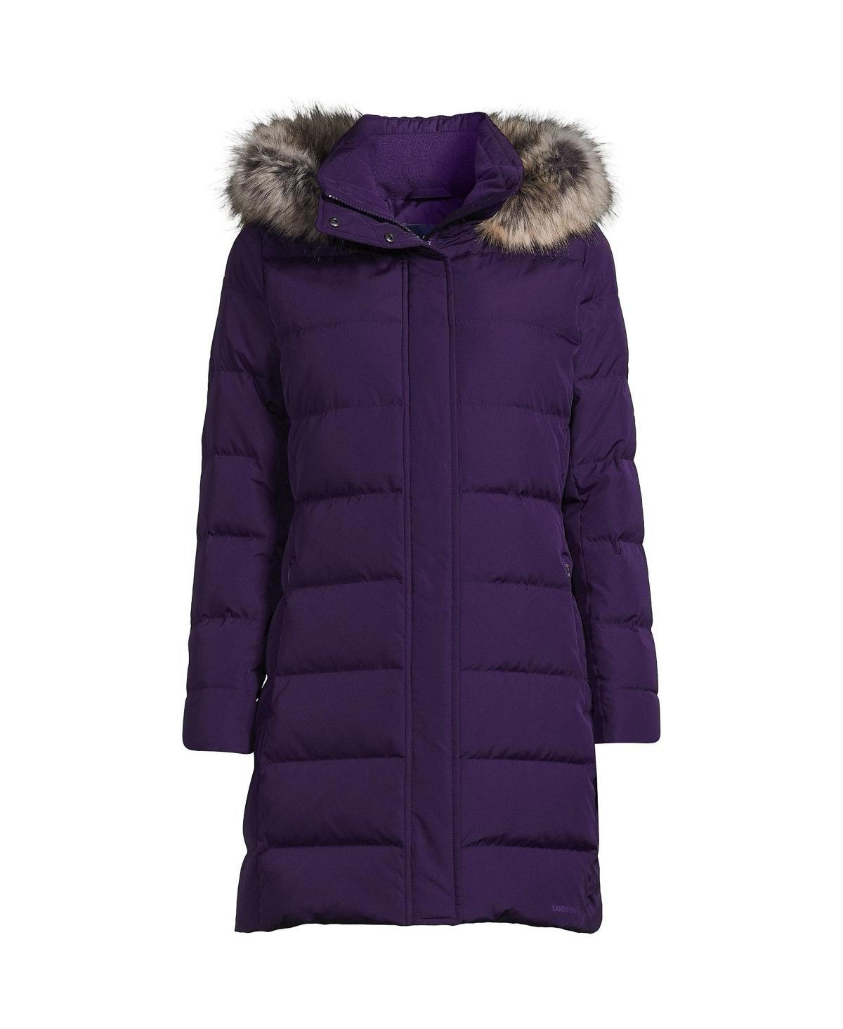 Petite Lands' End Faux-Fur Hood Down Winter Coat, Women's, Size: Medium Petite, Black Product Image