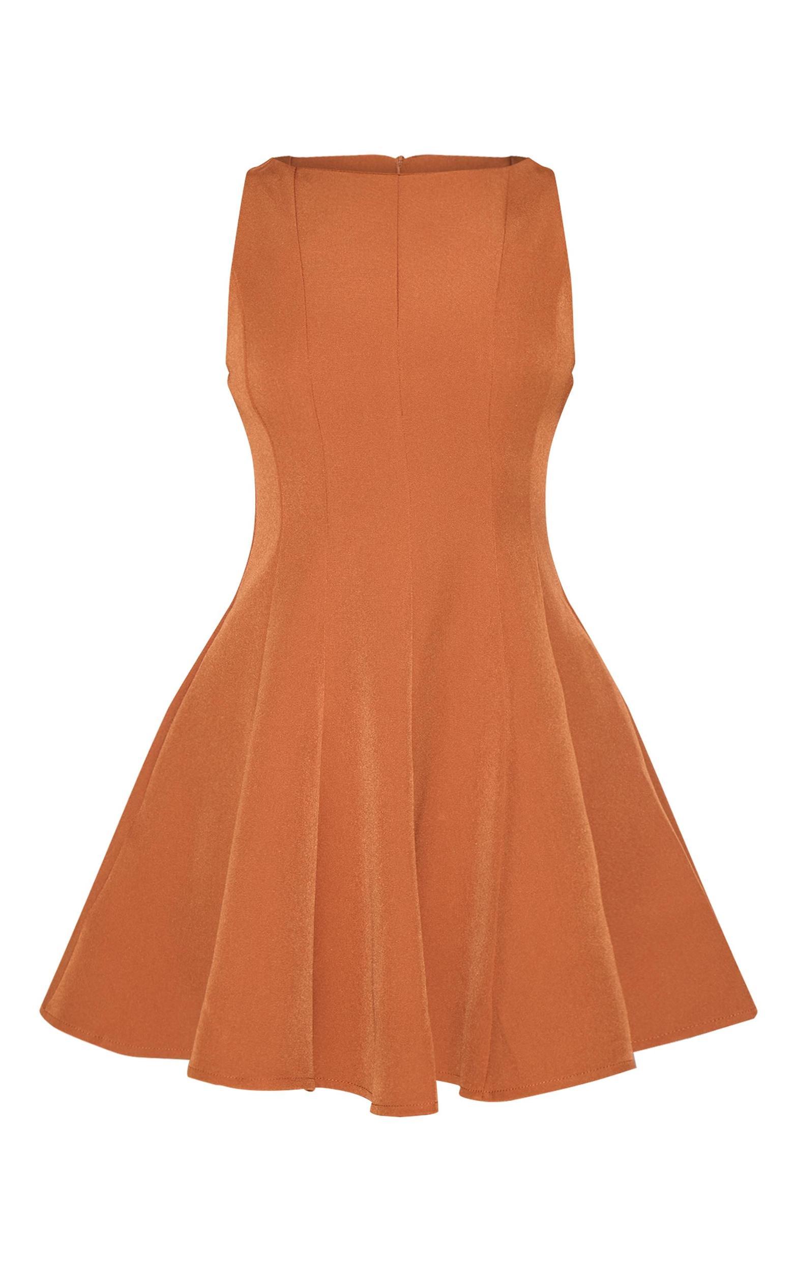 Chestnut Woven Pleated Shift Dress Product Image