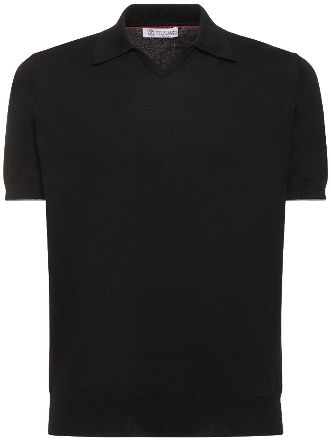 BRUNELLO CUCINELLI Cotton Polo Shirt In Black Product Image
