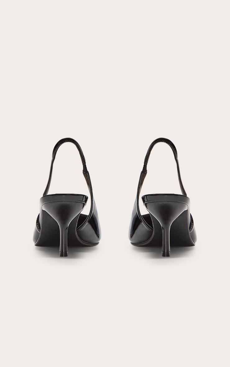 Black Patent Pu Point Toe Sling Back Mid Heeled Courts Product Image