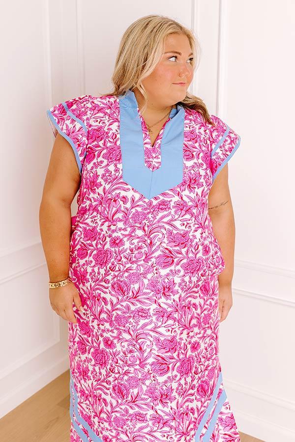 Veranda Views Floral Midi Dress in Pink Curves Product Image