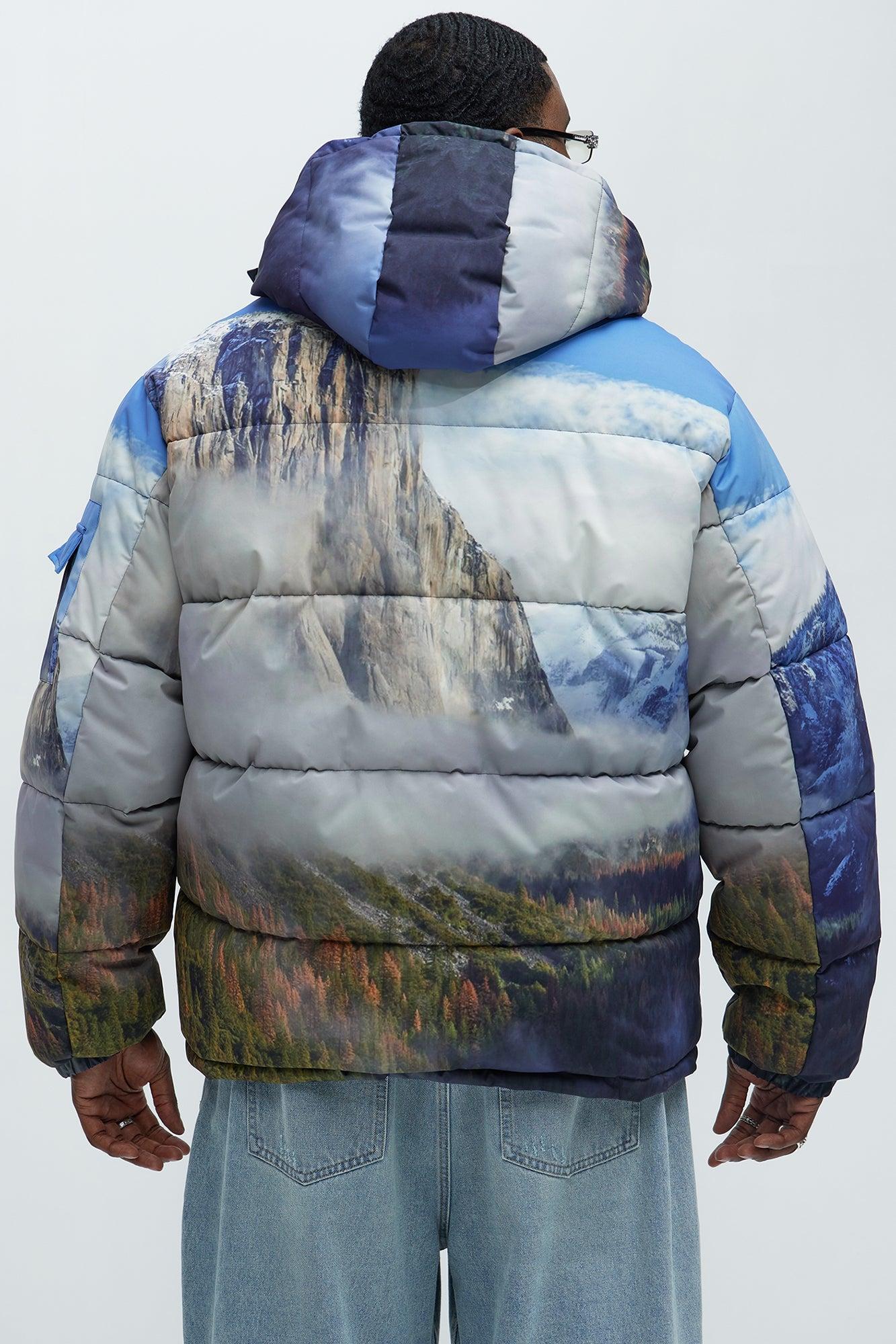 Big Sky Hooded Puffer Jacket - Blue/combo Product Image