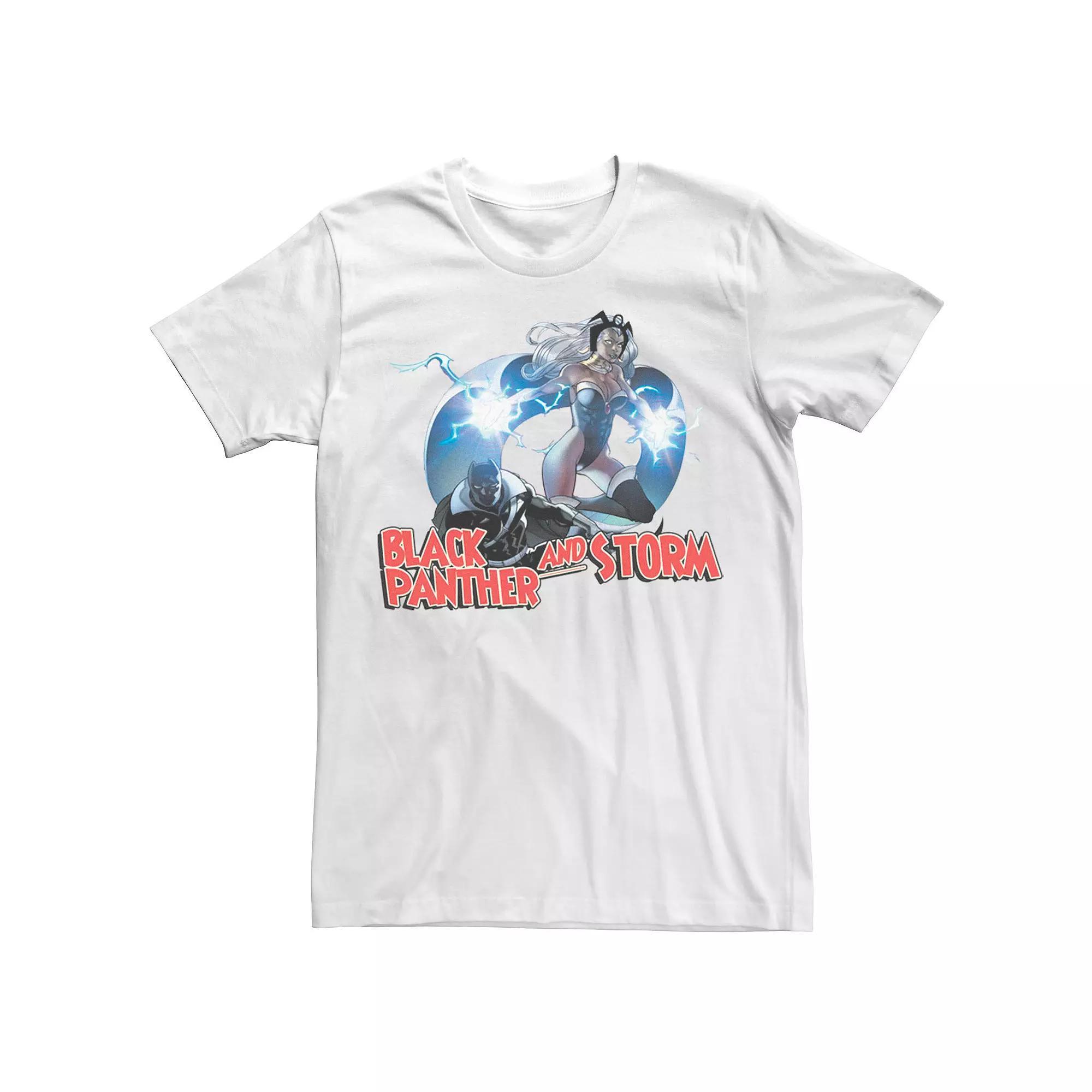 Men's Marvel Black Panther And Storm Action Pose Tee, Size: Large, White Product Image