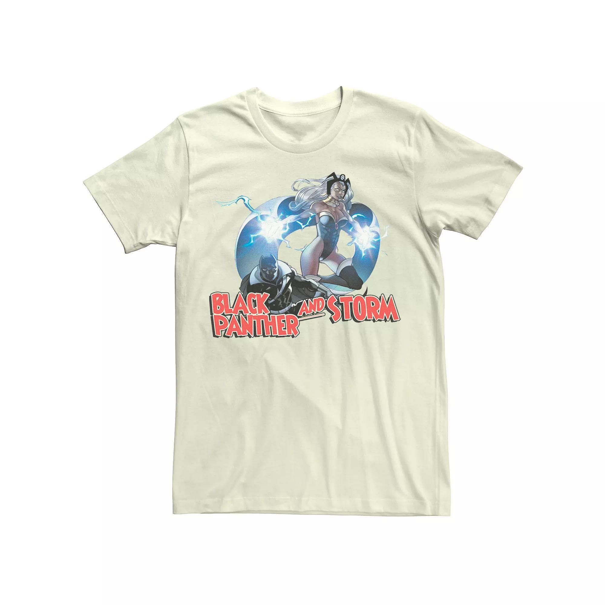 Men's Marvel Black Panther And Storm Action Pose Tee, Size: Large, White Product Image