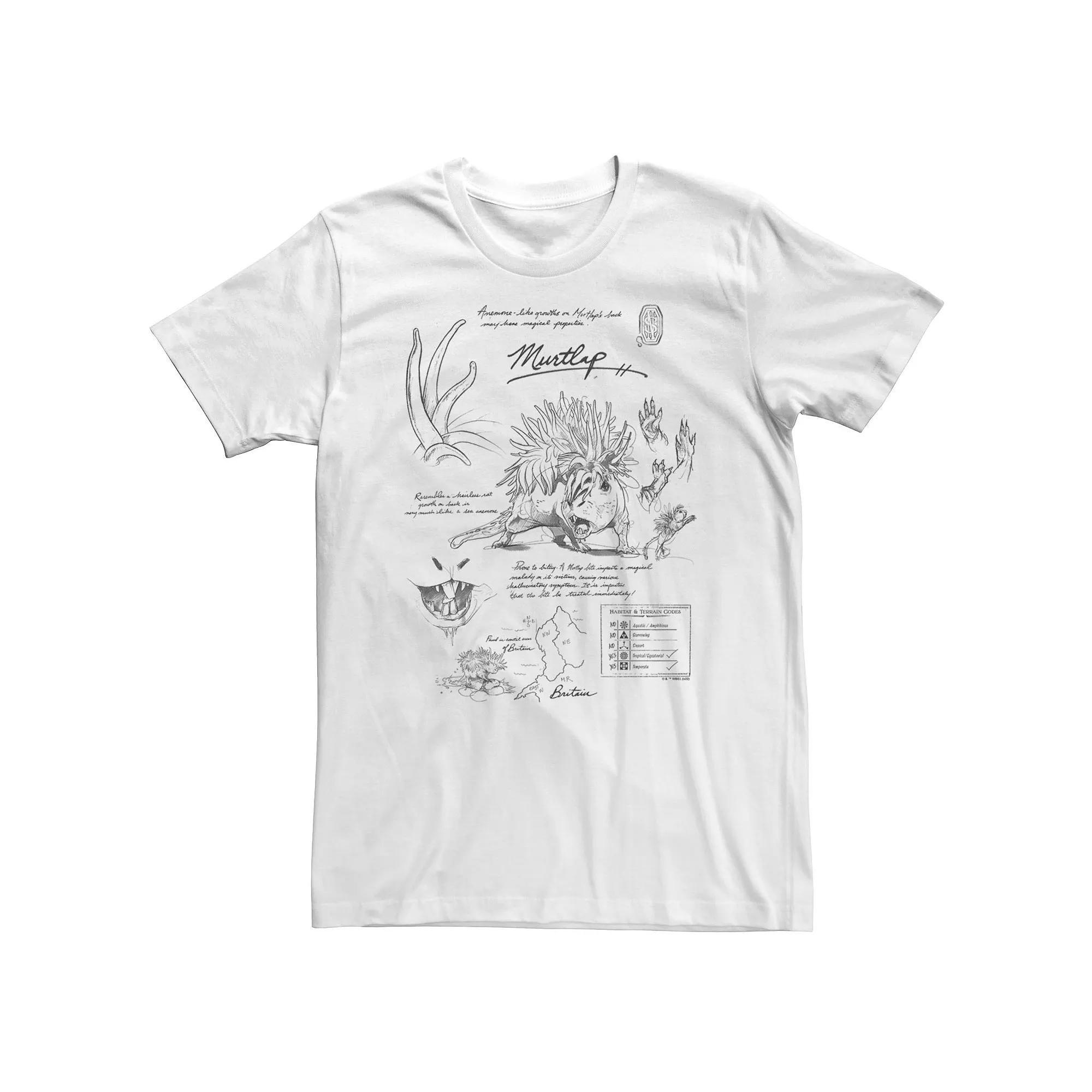 Big & Tall Fantastic Beasts - Grindelwald Murtlap Study Notebook Sketch Tee, Men's, Size: XL Tall, White Product Image
