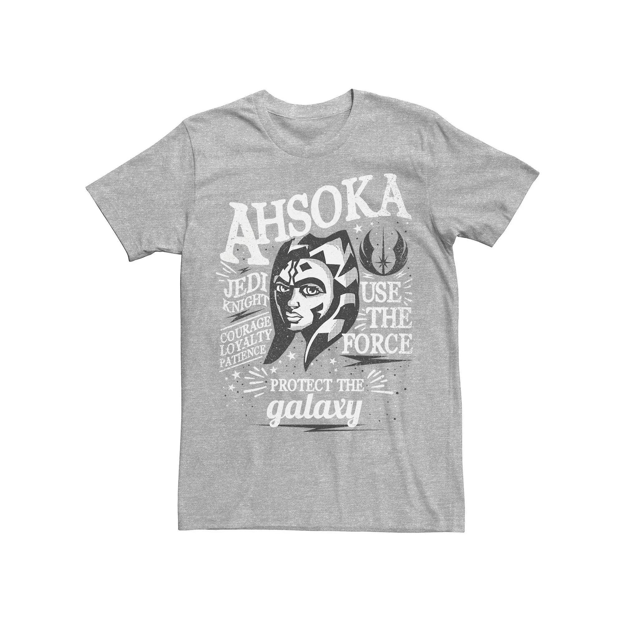 Men's Star Wars Ahsoka Head Shot Quote Collage Tee, Size: Small, Athletic Grey Product Image