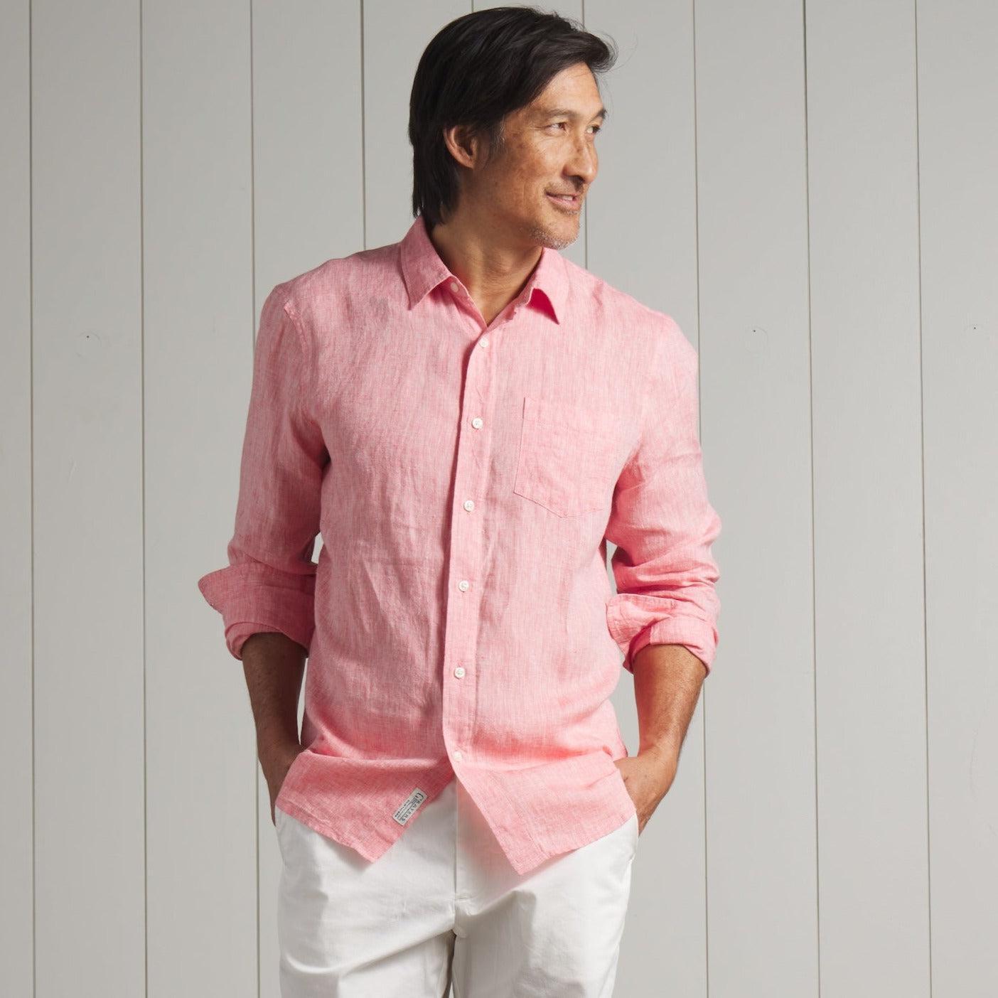 Nantucket Yarn Dyed Linen Shirt - Red Product Image