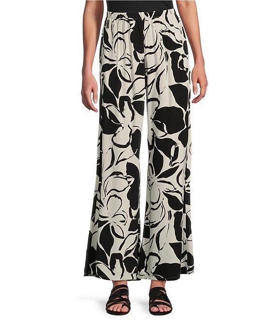 Bryn Walker Osca Flower Petal Print Wide-Leg Pull-On Pants Product Image
