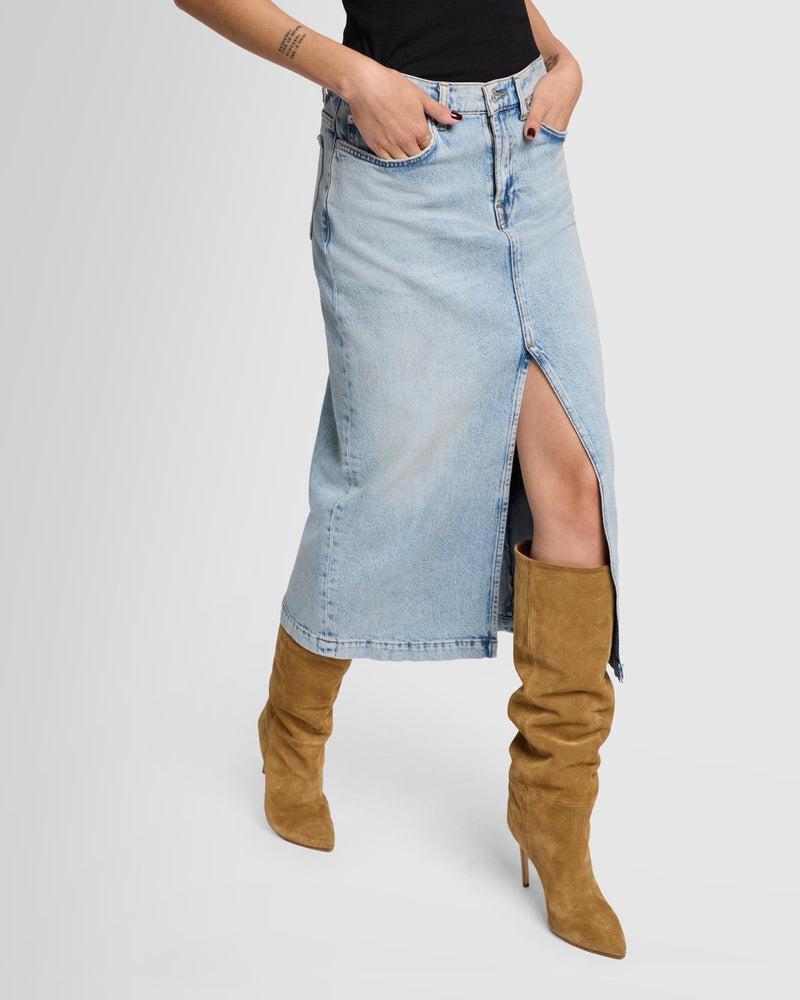 Amber Denim Midi Skirt Product Image