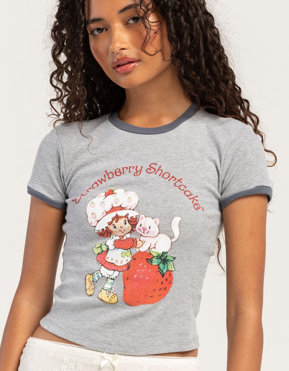 STRAWBERRY SHORTCAKE Womens Ringer Tee - HEATHER GRAY Product Image