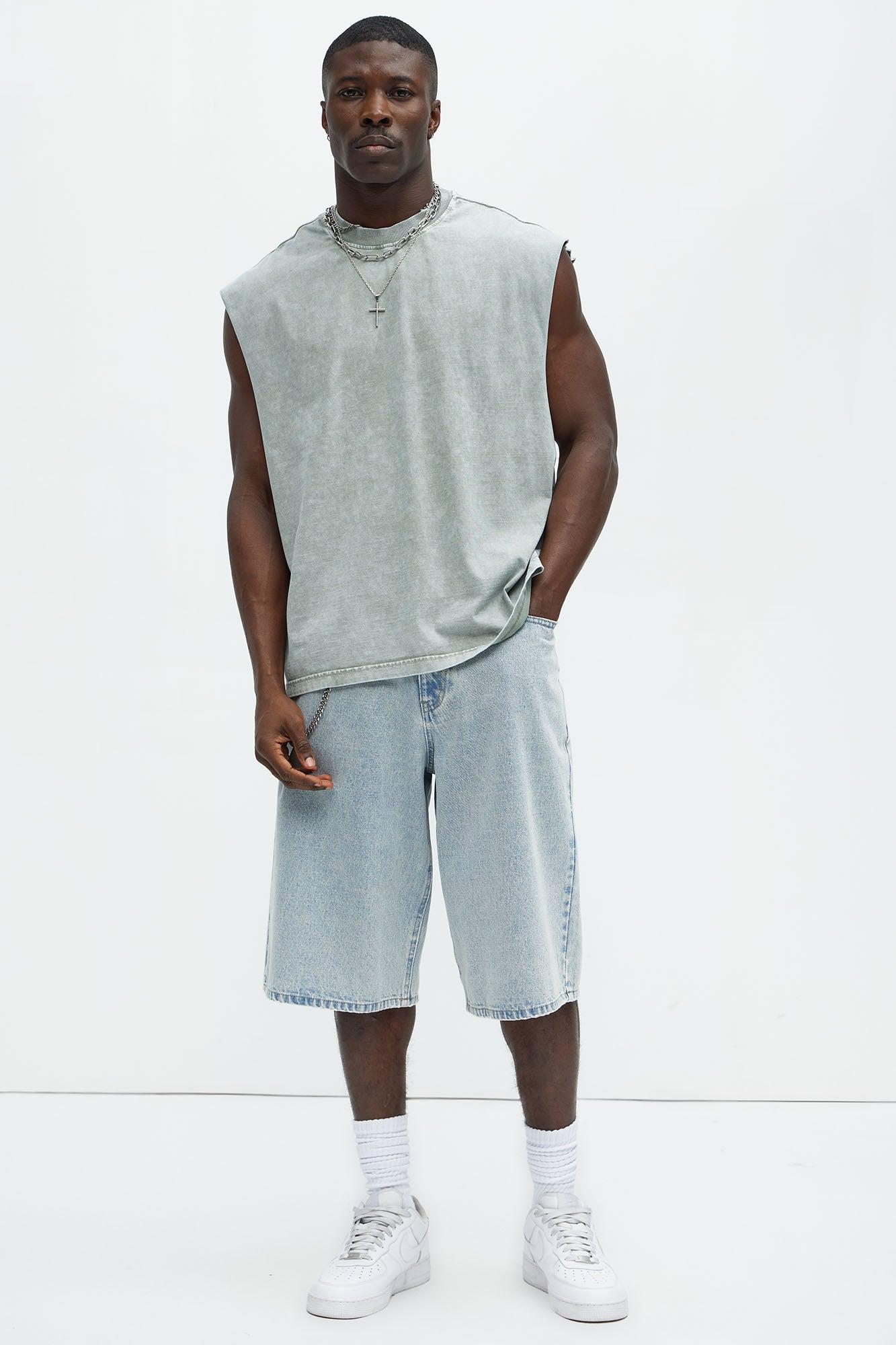 Relaxed Vintage Wash Heavyweight Muscle Tee - Sage Product Image