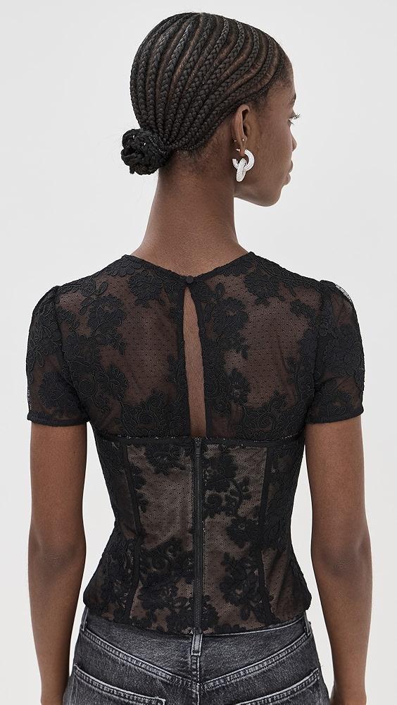 Self Portrait Black Lace Bustier Top | Shopbop Product Image