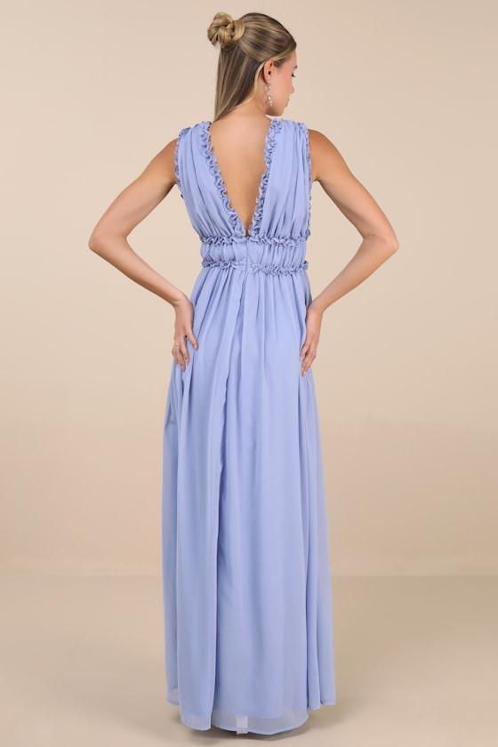 Helvia Light Blue Ruffled Sleeveless Maxi Dress Product Image