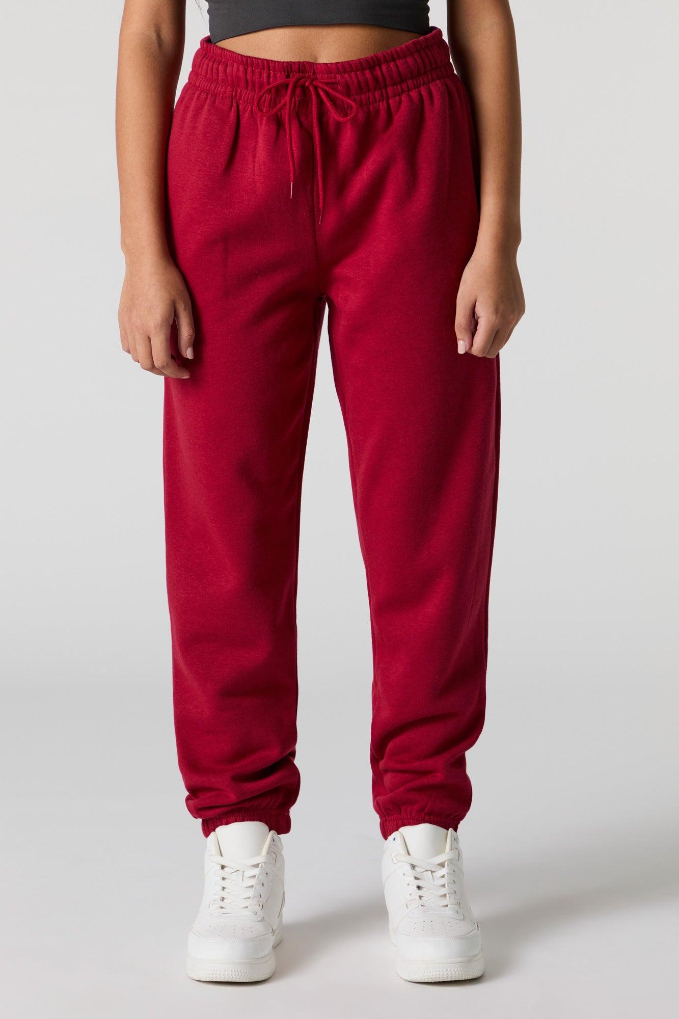 High Rise Solid Fleece Jogger Female Product Image