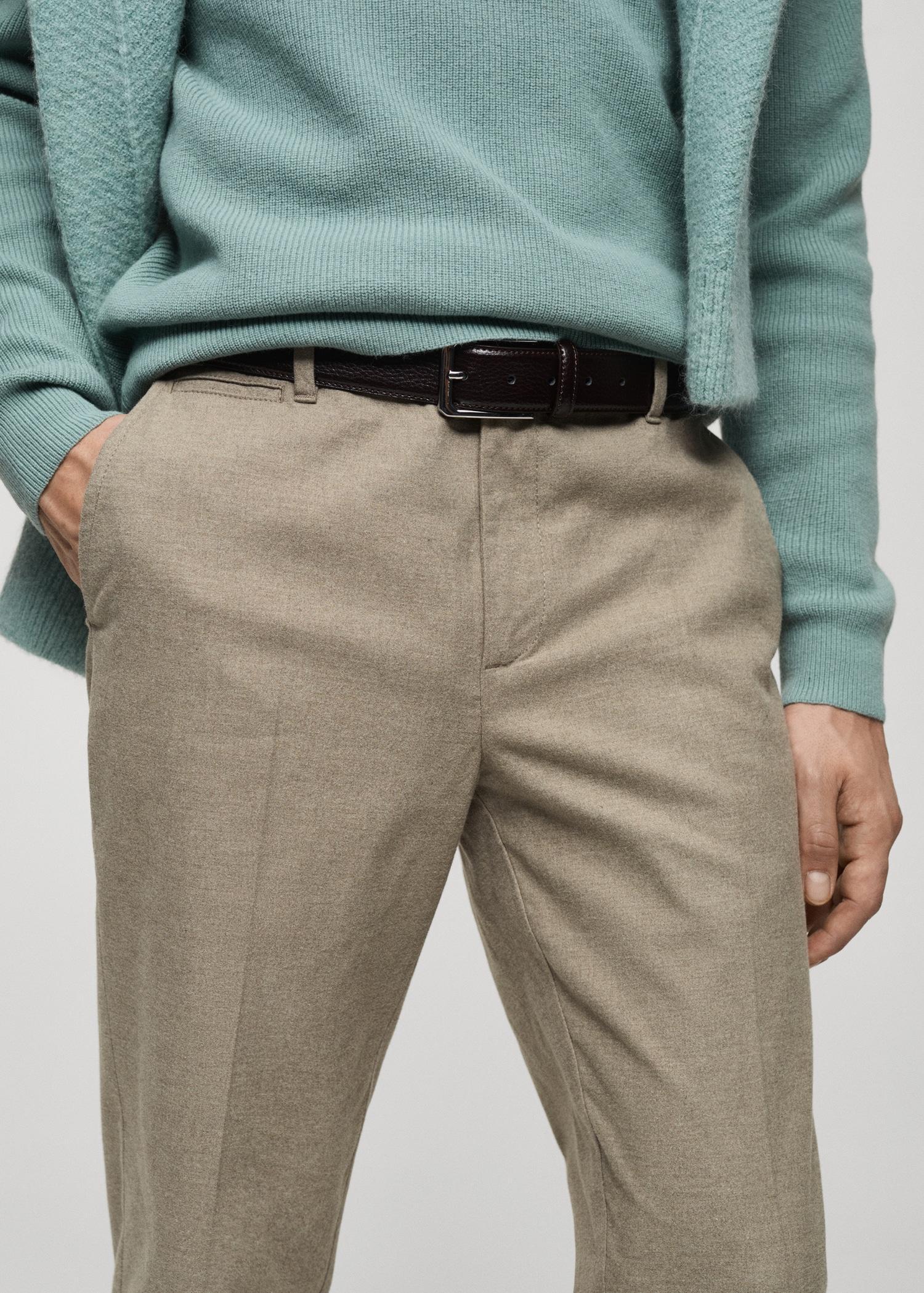 Regular-fit flannel pants - Men | MANGO USA Product Image