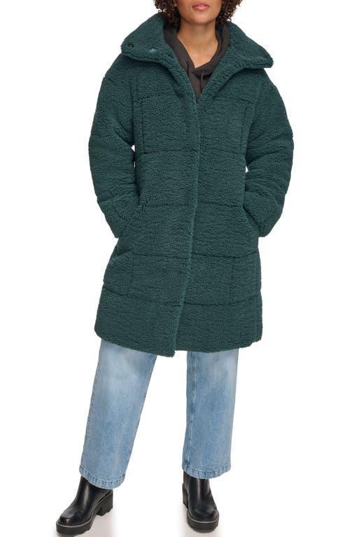 Women's Levi's® Long Quilted Sherpa Coat, Size: Medium, Darkest Green Product Image