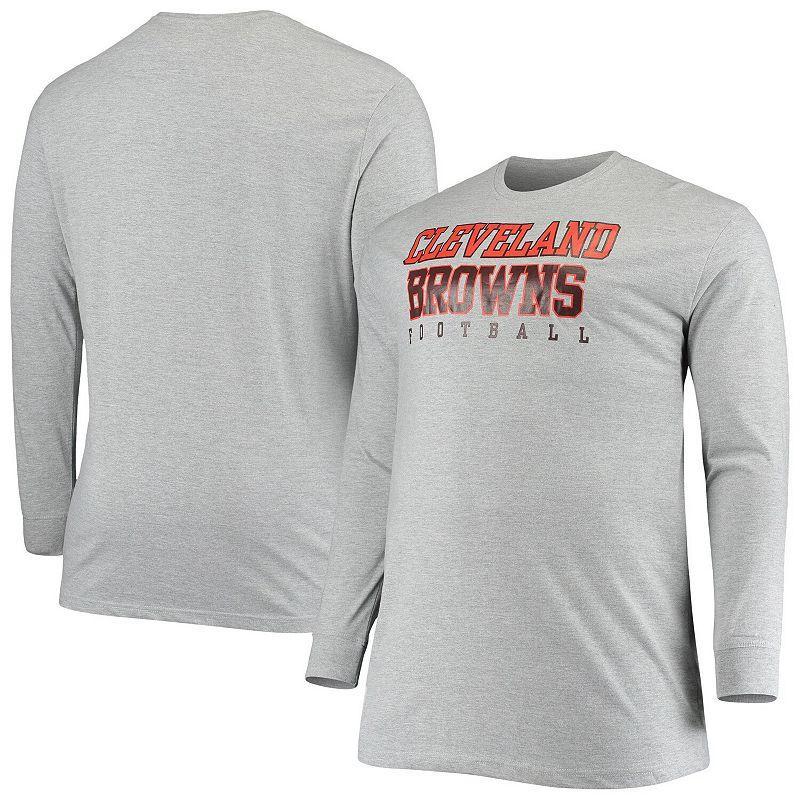 Men's Fanatics Branded Heathered Gray Cleveland Browns Big & Tall Practice Long Sleeve T-Shirt, Size: 5XB, Grey Product Image