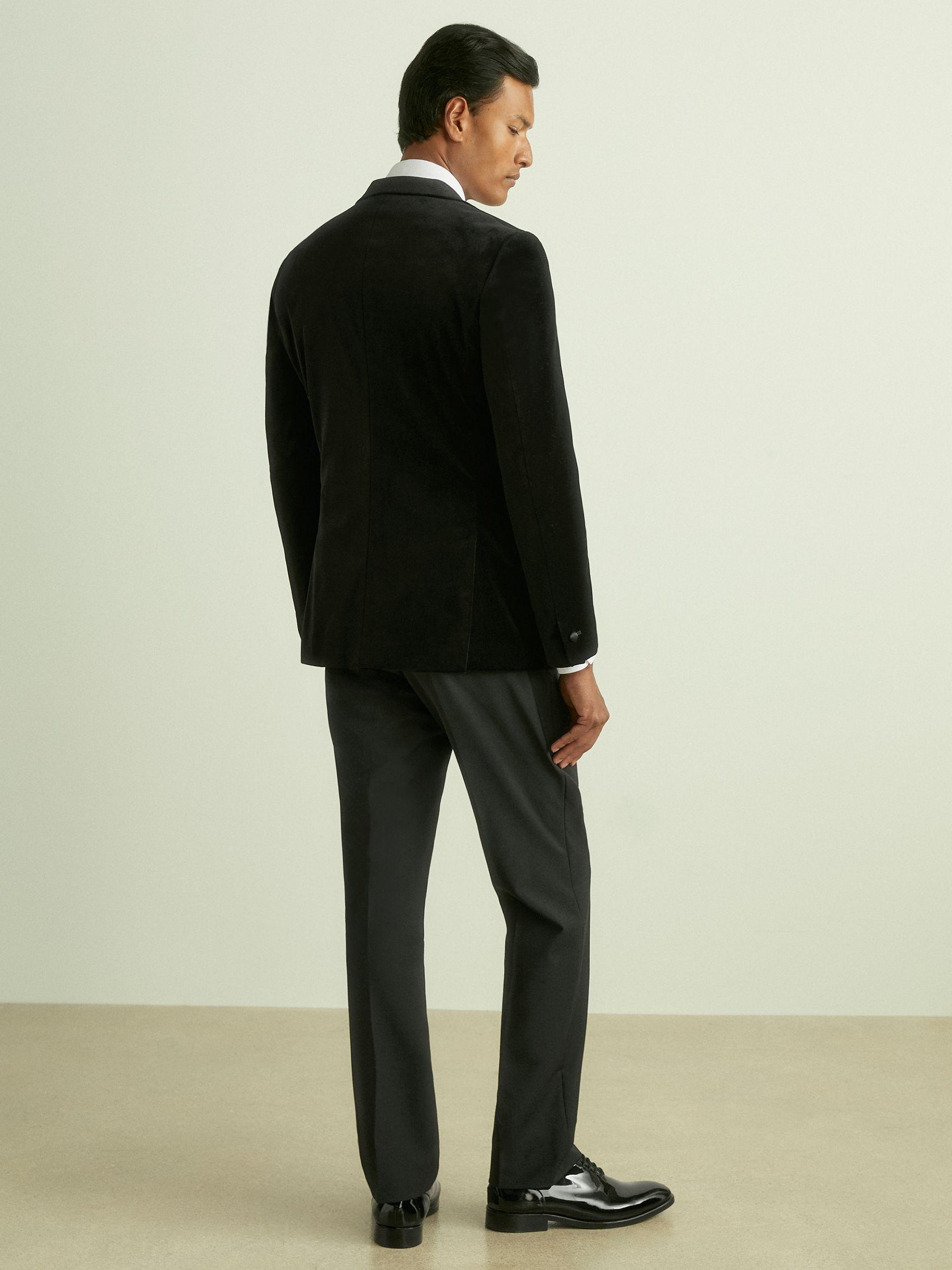 Velvet Single Breasted Slim Fit Jacket in Black Product Image