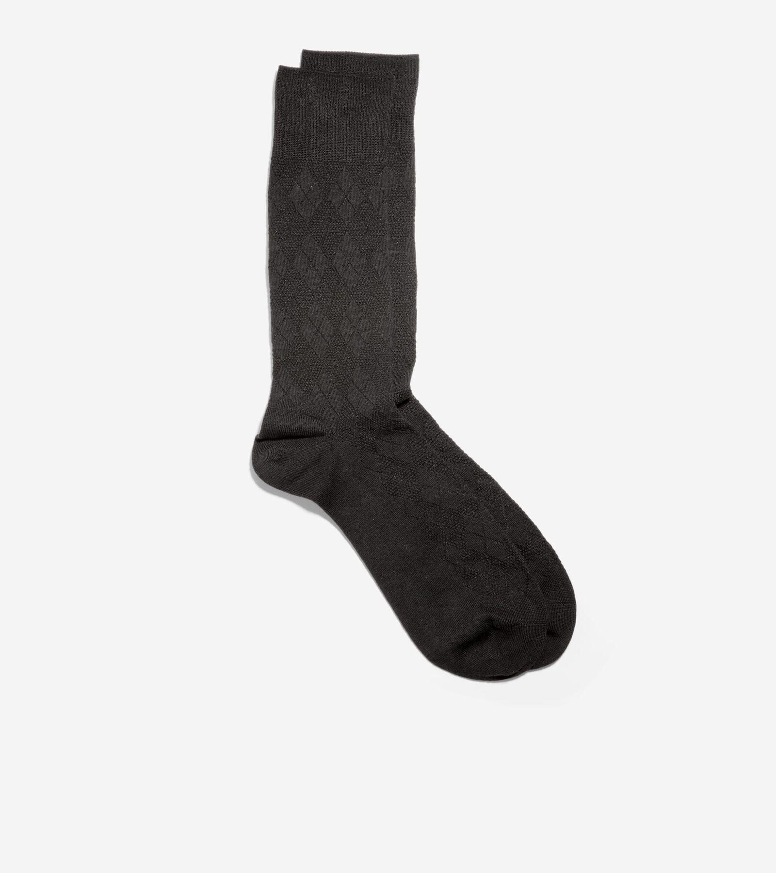 Men's Cole Haan Crew Socks, Black Argyle Product Image