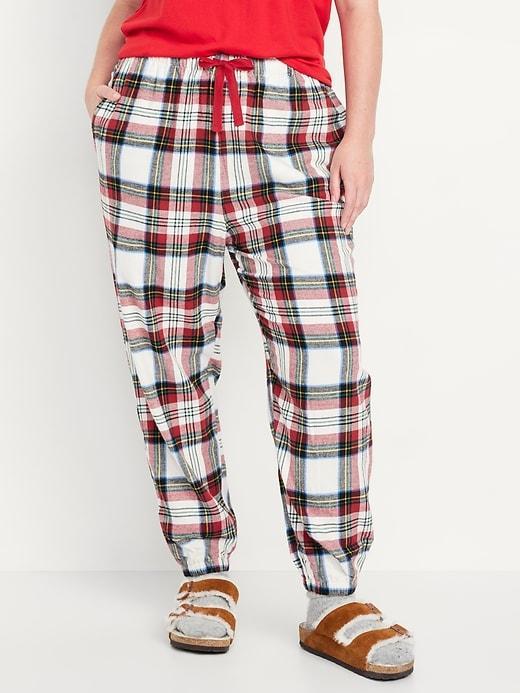 High-Waisted Flannel Pajama Joggers for Women Product Image
