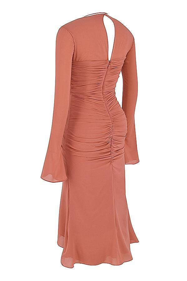 Reine Rose Real Silk Ruffle Midi Dress Product Image