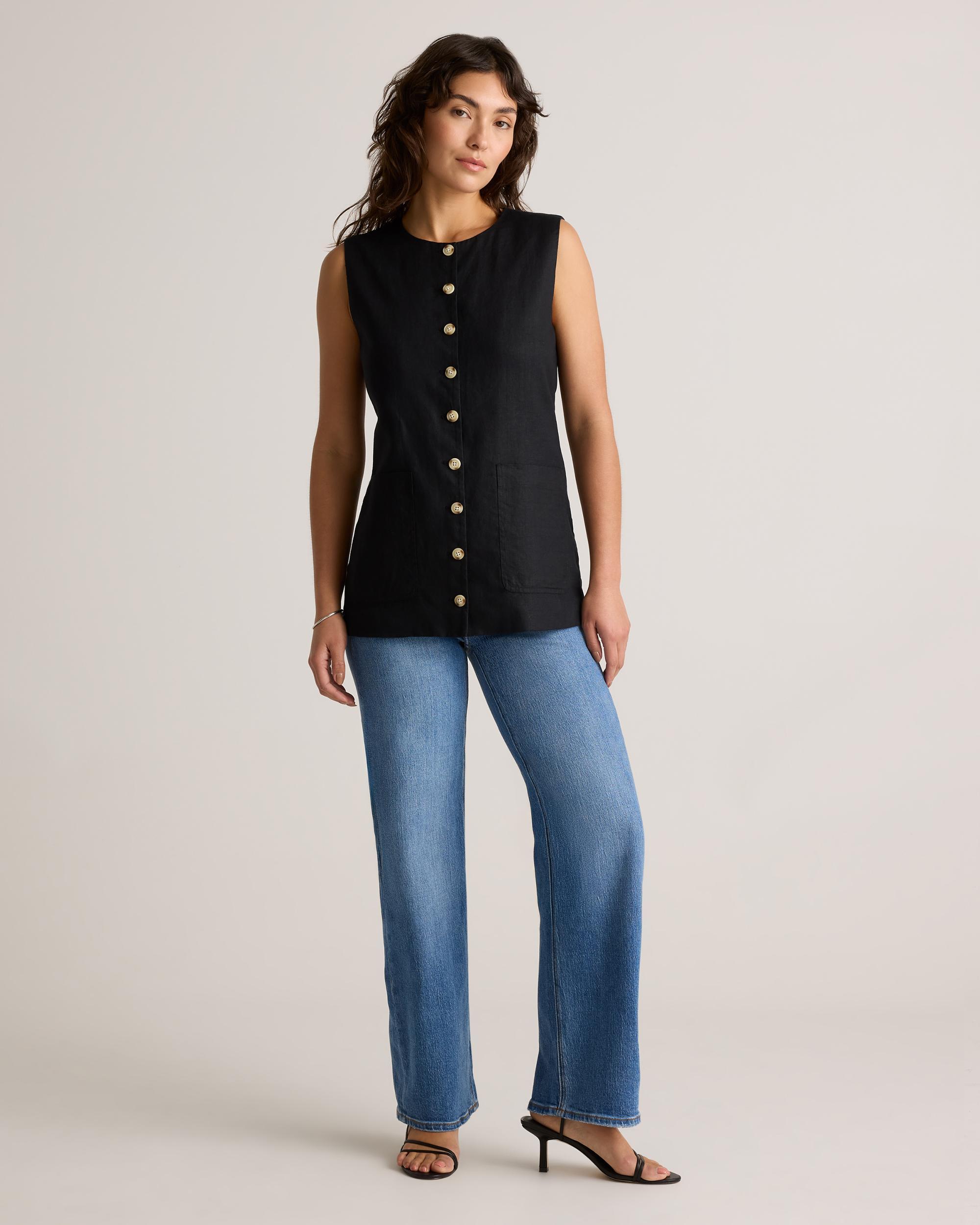 Quince | Women's 100% European Linen Longline Vest Product Image