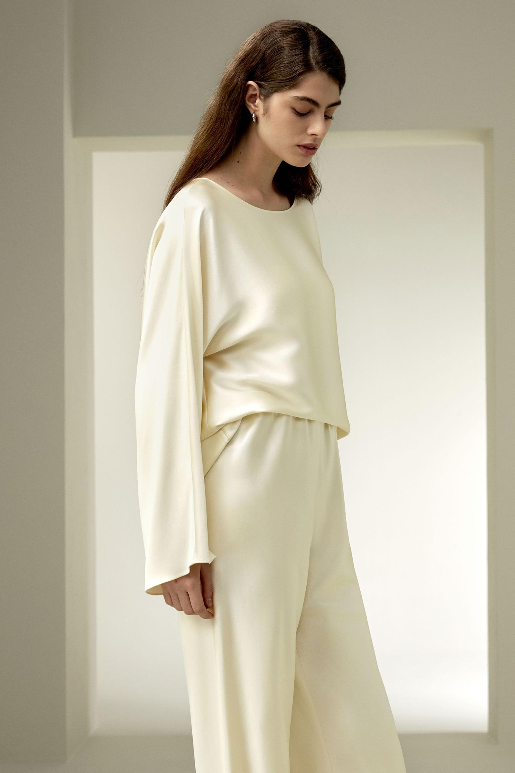 Silk Charmeuse Crewneck blouse Product Image