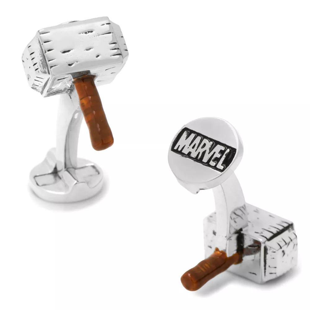 Men's Marvel Comics 3D Thor Hammer Cuff Links, Silver Product Image