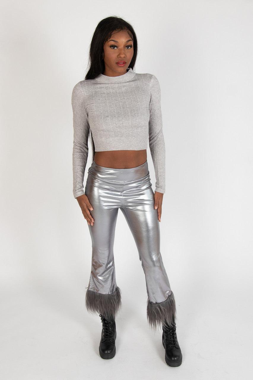 Cable Knit Mock Neck Crop Top Product Image