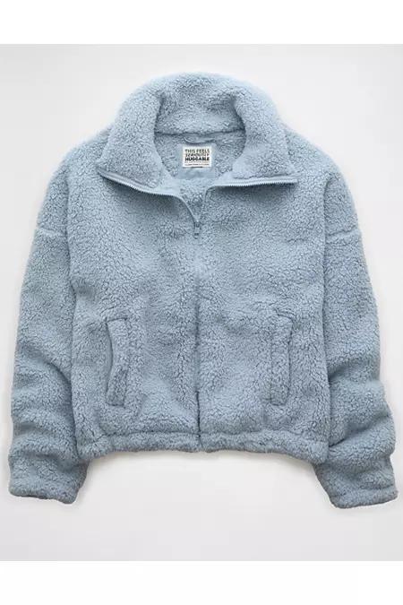 AE Zip-Up Bear Hug Sherpa Sweatshirt Womens Product Image