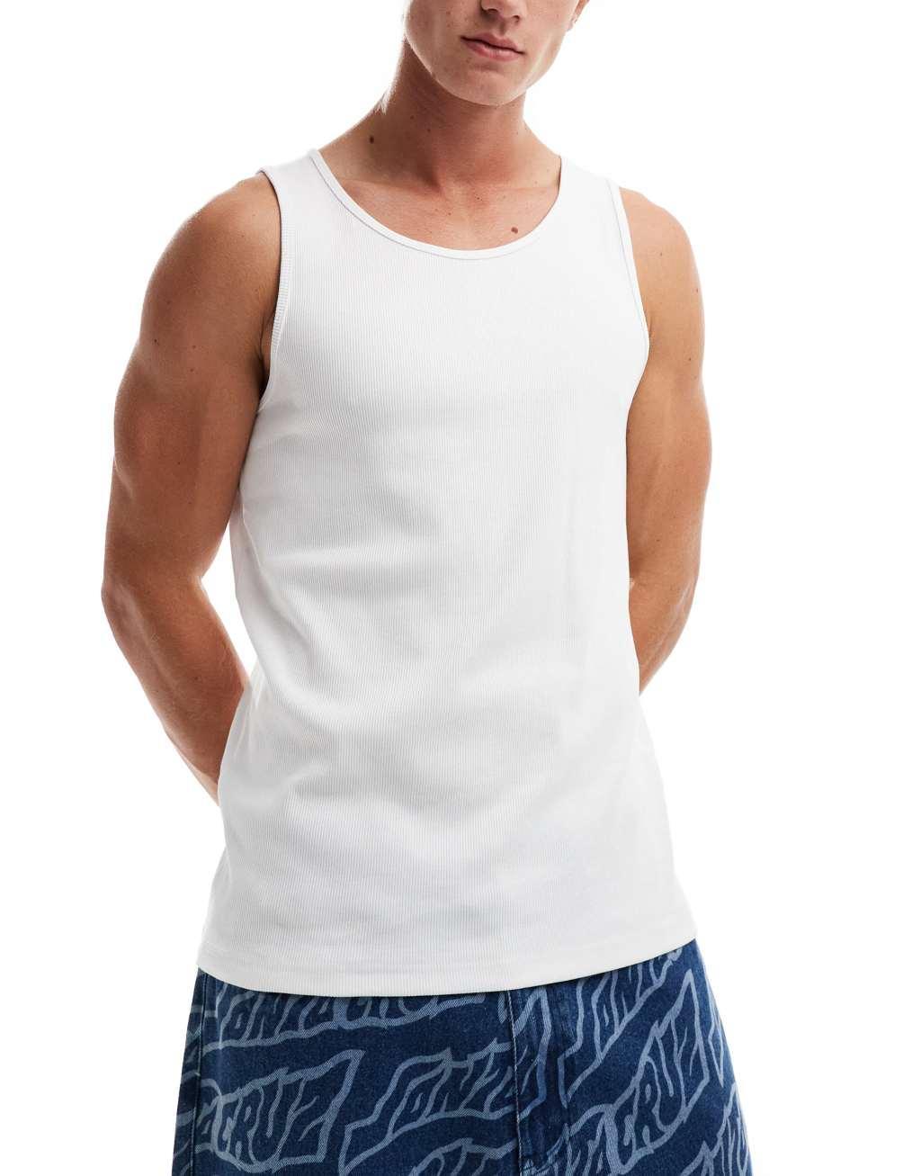ONLY & SONS 3 pack tank tops in white Product Image