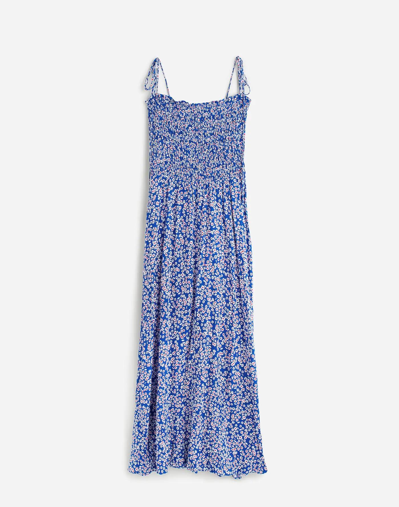 Smocked Tie-Strap Midi Dress in Floral Product Image