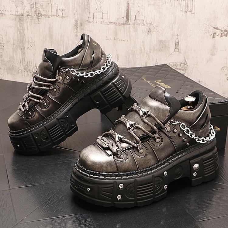 Studded Chain Detail Platform Sneakers Product Image